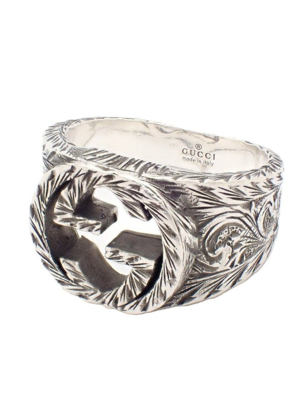Gucci Interlocking G Arabesque Ring 925 Sterling Silver